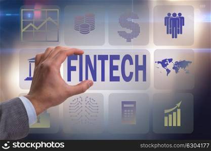 Hand holding financial technology fintech concept