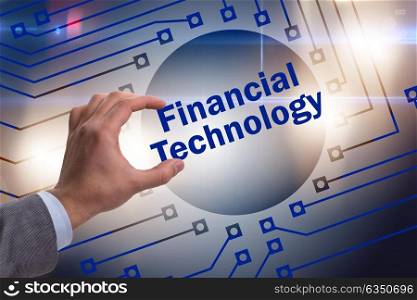 Hand holding financial technology fintech concept