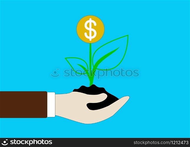 Hand holding with money tree