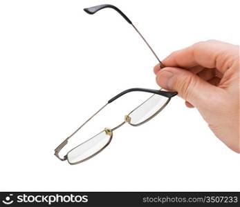 hand holds glasses isolated on white
