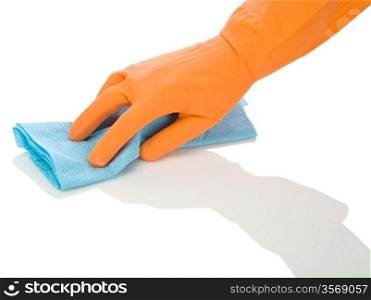 hand in glove with rag