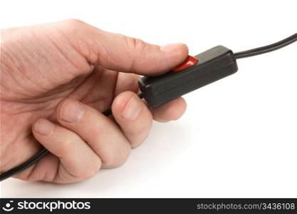 hand includes an electric switch isolated on a white background