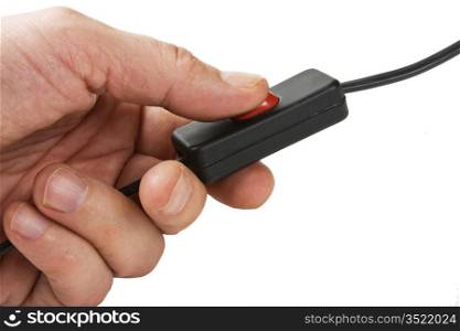 hand includes an electric switch isolated on a white background