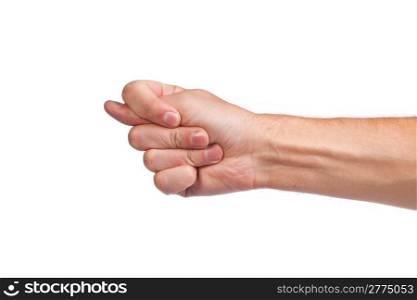 Hand is showing a fig sign isolated on a white background