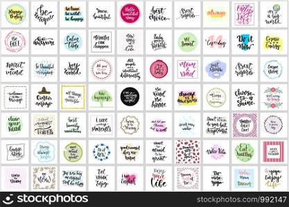 Hand lettering photography overlay set. Positive inspirational and motivational qoutes about life. Calligraphic prints