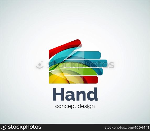 Hand logo template, abstract geometric glossy business icon