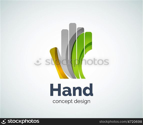 Hand logo template. Hand logo template, abstract geometric glossy business icon
