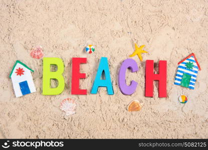 Hand made Miniature beach huts in sand