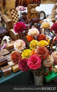 Hand made roses Various of colors made of wood