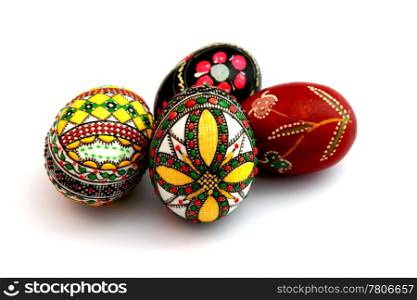 Hand made traditional easter eggs painted with vivid colors