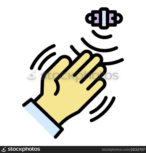 Hand motion sensor icon. Outline hand motion sensor vector icon color flat isolated. Hand motion sensor icon color outline vector