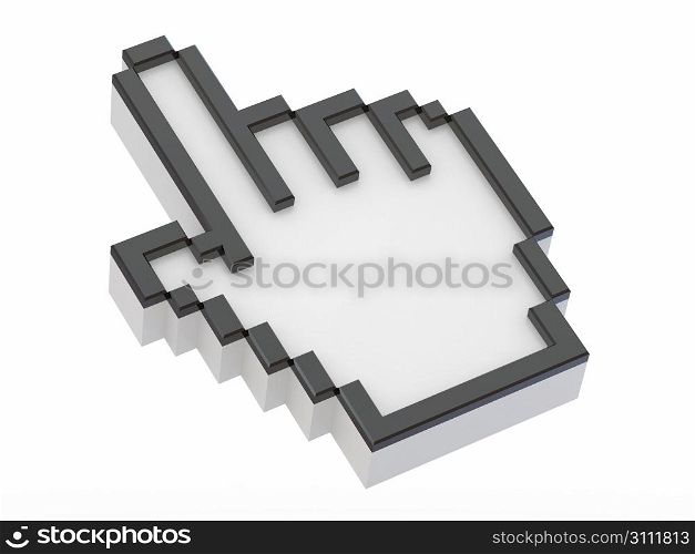 Hand. Mouse cursor on white isolated background. 3d
