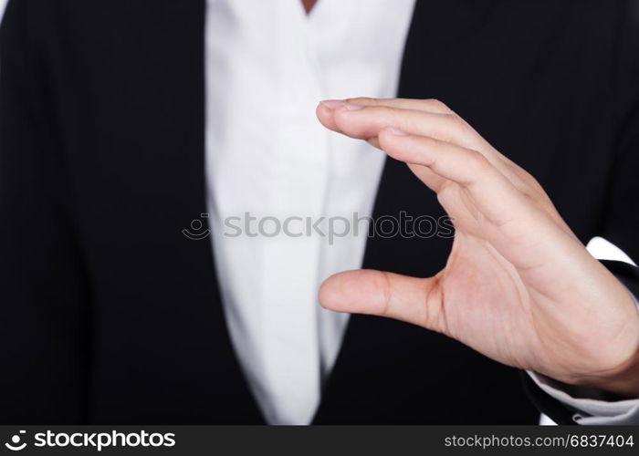 hand of business woman holding something