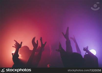 Hand of crowd in disco