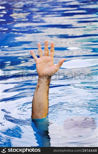 Hand of drowning man