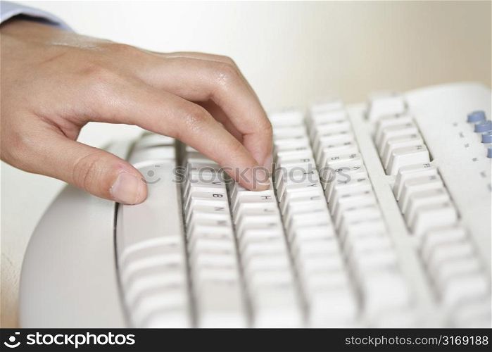 Hand on keyboard typing