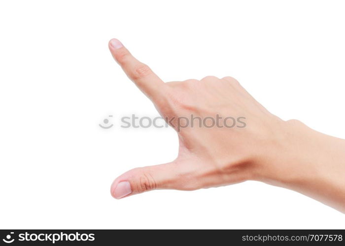 Hand on screen pointing on something