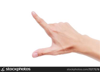 Hand on screen pointing on something