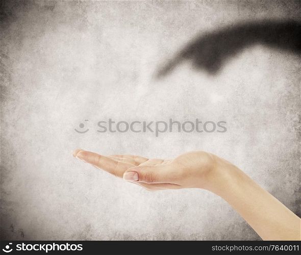 Hand on wall background