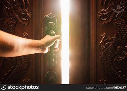Hand open door light concept