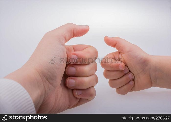 Hand open for a gesture isolated on brick wall background