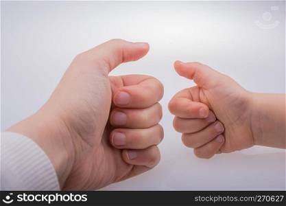 Hand open for a gesture isolated on brick wall background
