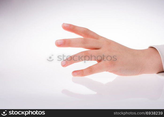 Hand open for a gesture isolated on white background