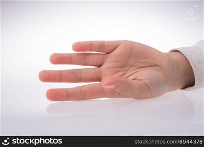 Hand open for a gesture isolated on white background