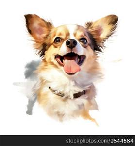 Hand Painted Chihuahua Dog Watercolor. AI generated image