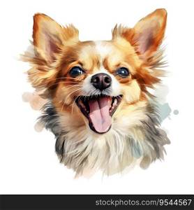 Hand Painted Chihuahua Dog Watercolor. AI generated image