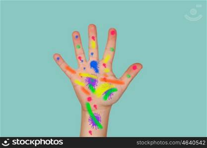 Hand Painted colors isolated on green background