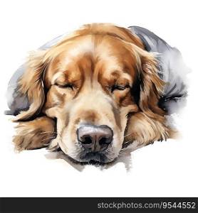 Hand Painted Golden Retriever Watercolor. AI generated image