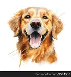 Hand Painted Golden Retriever Watercolor. AI generated image
