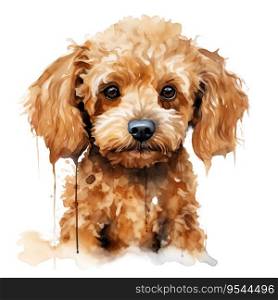 Hand Painted Poodle Dog Watercolor. AI generated image