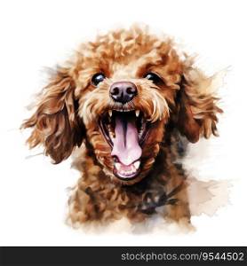 Hand Painted Poodle Dog Watercolor. AI generated image
