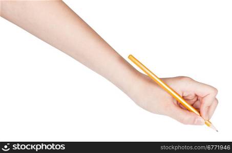 hand paints by lead pencil isolated on white background