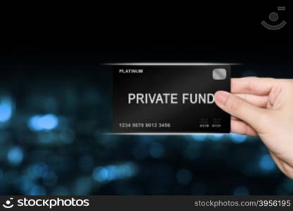 hand picking private fund platinum card on blur background