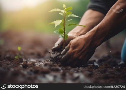 Hand Planting Tree, World Save Life, and Plant a Tree. Generative ai. High quality illustration. Hand Planting Tree, World Save Life, and Plant a Tree. Generative ai