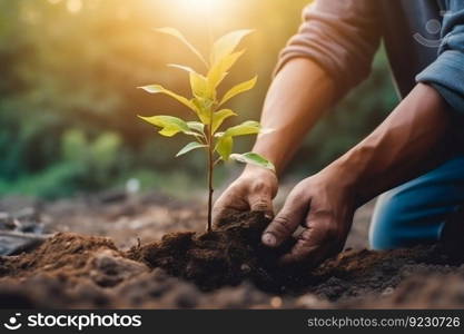 Hand Planting Tree, World Save Life, and Plant a Tree. Generative ai. High quality illustration. Hand Planting Tree, World Save Life, and Plant a Tree. Generative ai