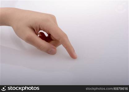 Hand pointing on a white background
