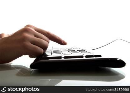 hand press a key on keyboard