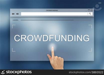 hand press on crowdfunding button on webpage