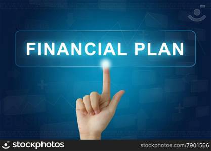 hand press on financial plan button on virtual screen