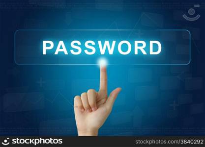 hand press on password button on virtual screen