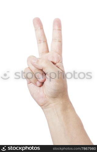 Hand raising two fingers as an indication of number
