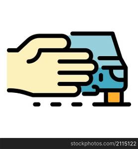 Hand road hitchhiking icon. Outline hand road hitchhiking vector icon color flat isolated. Hand road hitchhiking icon color outline vector