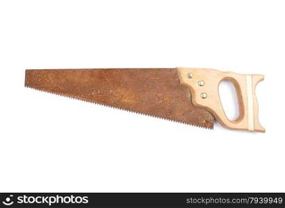 Hand saw on white