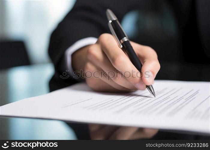 Hand signing business contract. Meeting deal. Generate Ai. Hand signing business contract. Generate Ai