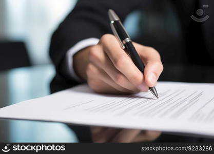 Hand signing business contract. Meeting deal. Generate Ai. Hand signing business contract. Generate Ai