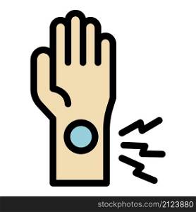 Hand sport injury icon. Outline hand sport injury vector icon color flat isolated. Hand sport injury icon color outline vector